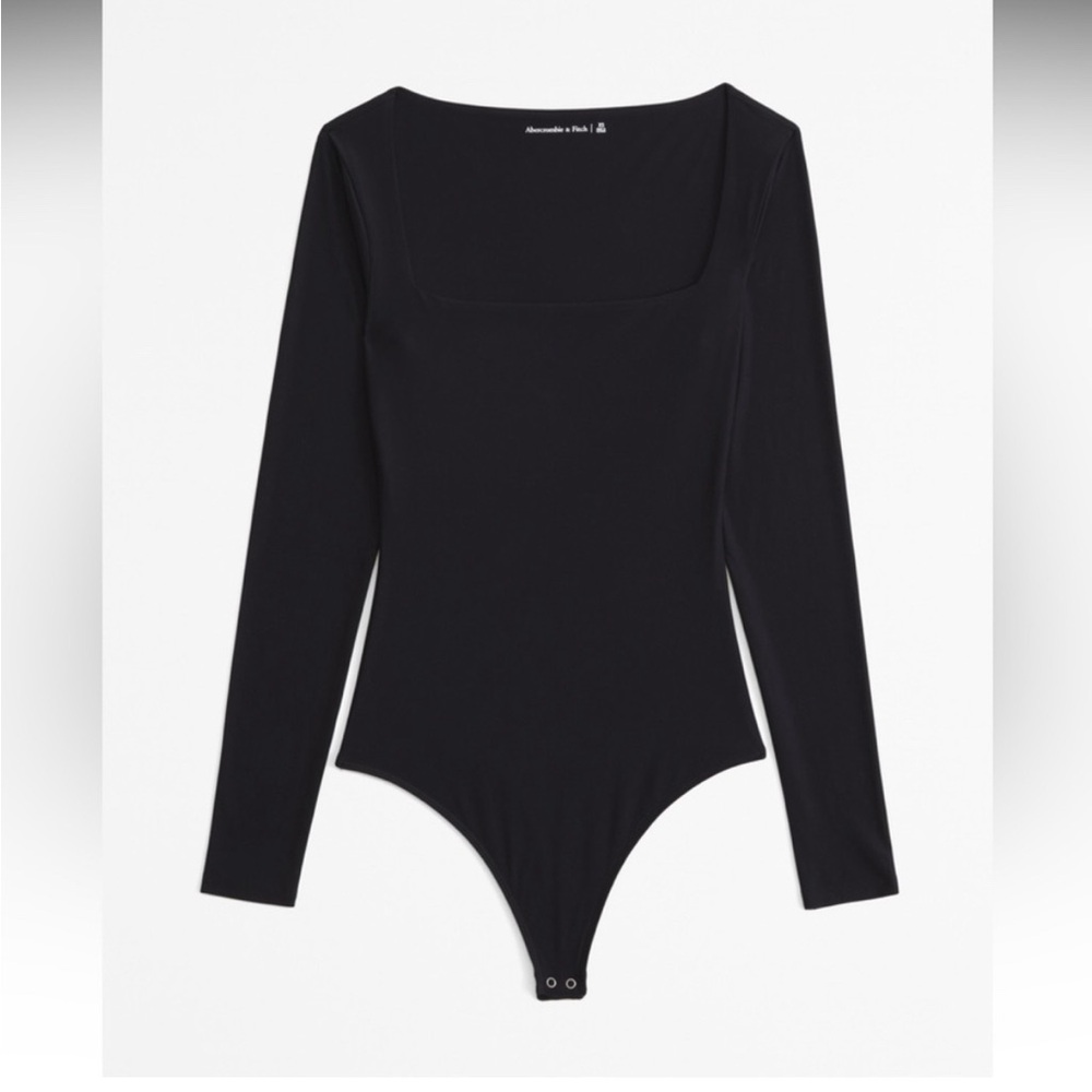 Abercrombie & Fitch Black Long Sleeve Square Neckline Bodysuit Size Small